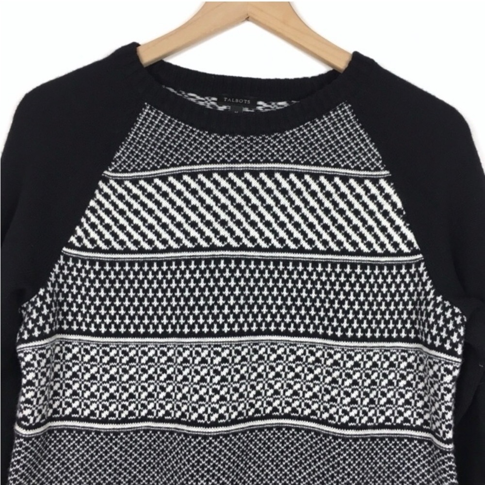 Talbots Black and White Geometric Sweater - Picture 4 of 9